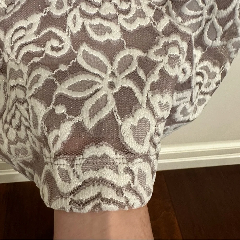 Eliza J Womens Grey Beige Mauve Lace Long Sleeve Cocktail Dress Formal Bodycon 2